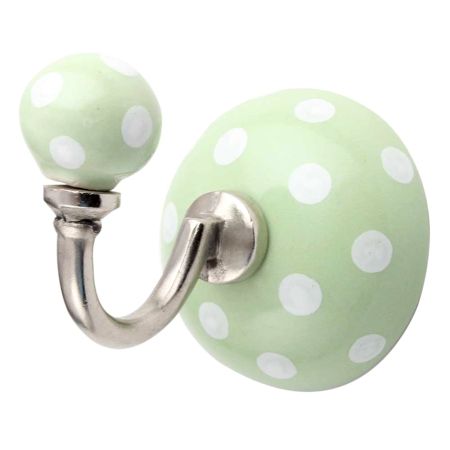 Light Green White Dot Ceramic wall Hook
